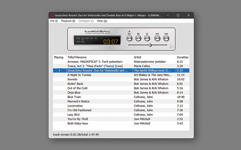 LUXMAN’s original playback software