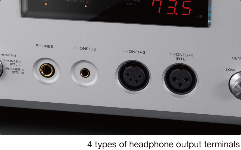 Abundant output terminals to suit your choice of headphones